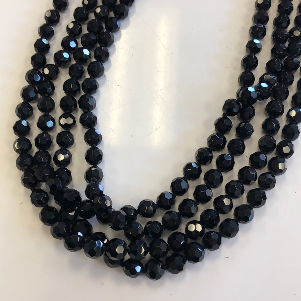 Black crystal beaded necklace